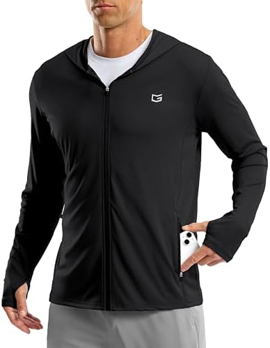 Men's UPF 50+ zip-up sun hoodie, black