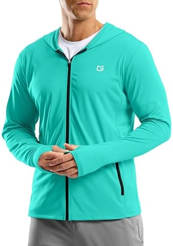 Men's UPF 50+ zip-up sun hoodie, bright green