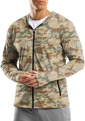 Men's UPF 50+ zip-up sun hoodie, brown camo