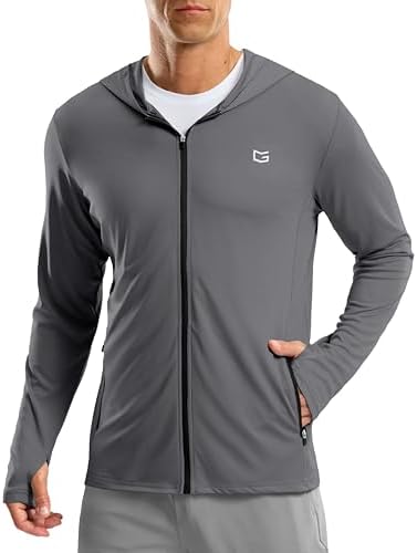 Men's UPF 50+ zip-up sun hoodie, dark grey