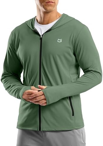 Men's UPF 50+ zip-up sun hoodie, green