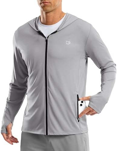 Men's UPF 50+ zip-up sun hoodie, light grey
