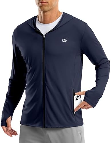 Men's UPF 50+ zip-up sun hoodie, navy