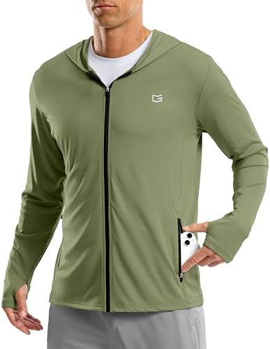 Men's UPF 50+ zip-up sun hoodie, olive