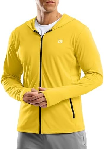 Men's UPF 50+ zip-up sun hoodie, yellow