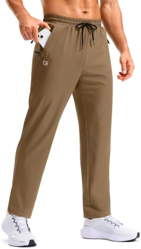 Men's workout pants, three zip pockets, dark khaki