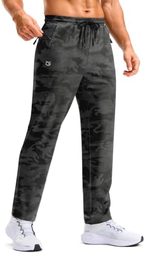 Men's workout pants, three zip pockets, grey camo