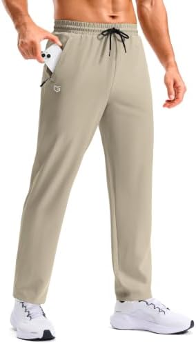 Men's workout pants, three zip pockets, light khaki