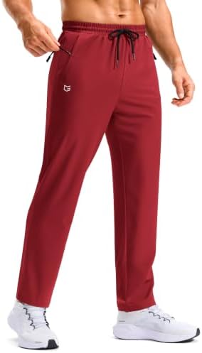 Men's workout pants, three zip pockets, red