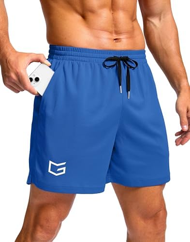 Men's workout shorts, three inseams, blue