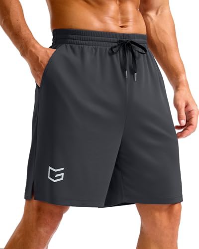 Men's workout shorts, three inseams, dark grey