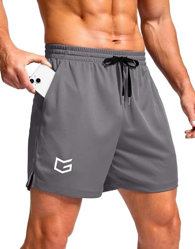 Men's workout shorts, three inseams, grey
