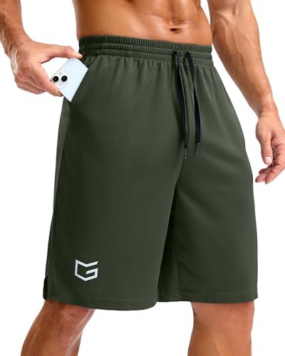 Men's workout shorts, three inseams, olive