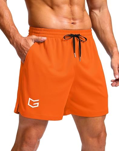 Men's workout shorts, three inseams, orange