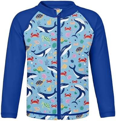Toddler boys' UPF 50+ swim shirt, blue whale