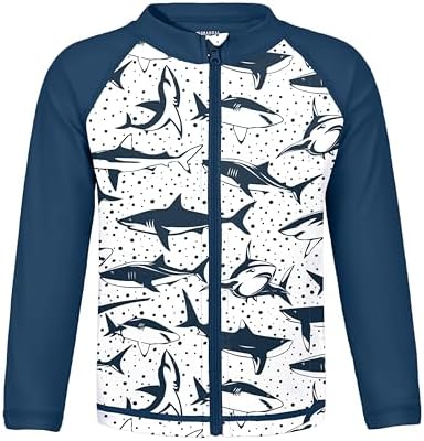 Toddler boys' UPF 50+ swim shirt, dark blue shark