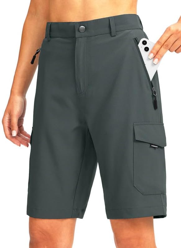 Women's 10" hiking shorts, five pockets, dark grey