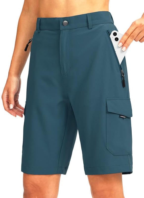 Women's 10" hiking shorts, five pockets, dusty blue