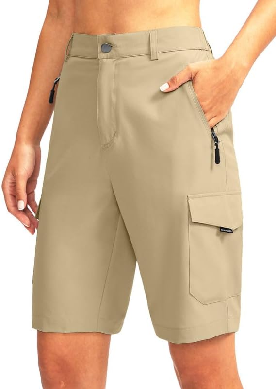 Women's 10" hiking shorts, five pockets, light khaki