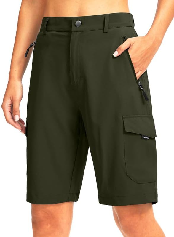 Women's 10" hiking shorts, five pockets, olive