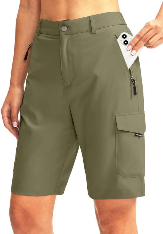 Women's 10" hiking shorts, five pockets, sage grey