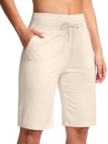 Women's 10" knee-length bermuda shorts, beige