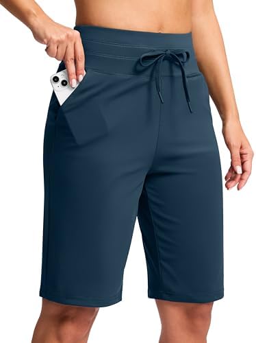 Women's 10" knee-length bermuda shorts, borealis green