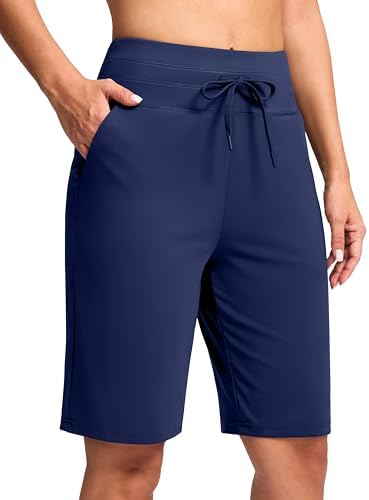 Women's 10" knee-length bermuda shorts, dark blue