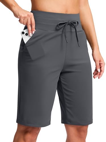 Women's 10" knee-length bermuda shorts, dark grey