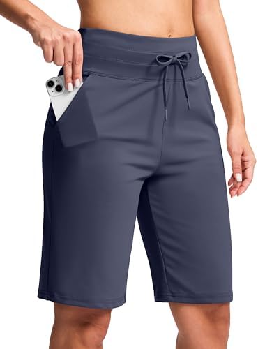 Women's 10" knee-length bermuda shorts, dusty blue