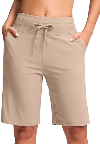 Women's 10" knee-length bermuda shorts, khaki