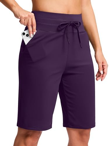 Women's 10" knee-length bermuda shorts, purple