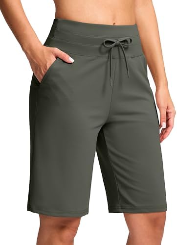 Women's 10" knee-length bermuda shorts, sage green