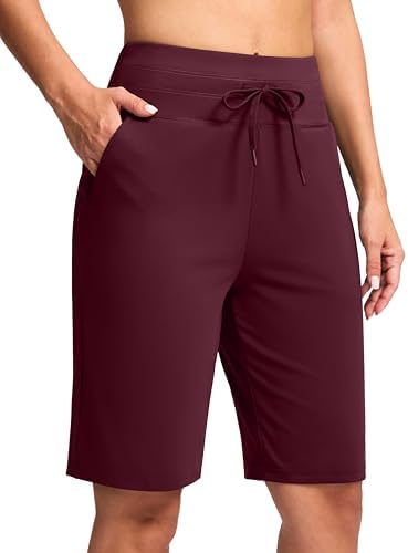 Women's 10" knee-length bermuda shorts, wine