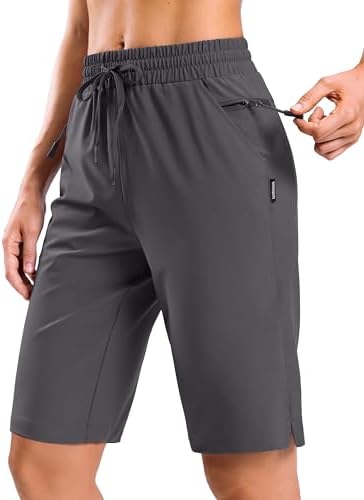 Women's 11" hiking shorts, four pockets, dark grey