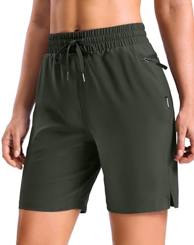 Women's 11" hiking shorts, four pockets, dark olive