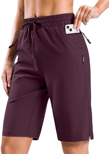 Women's 11" hiking shorts, four pockets, dark wine