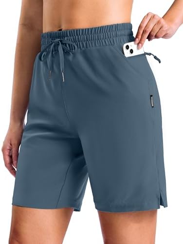 Women's 11" hiking shorts, four pockets, tibetan blue grey