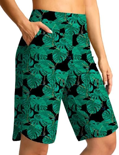 Women's 11" swim board shorts, leaf