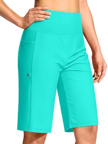 Women's 11" swim shorts with liner, cyan
