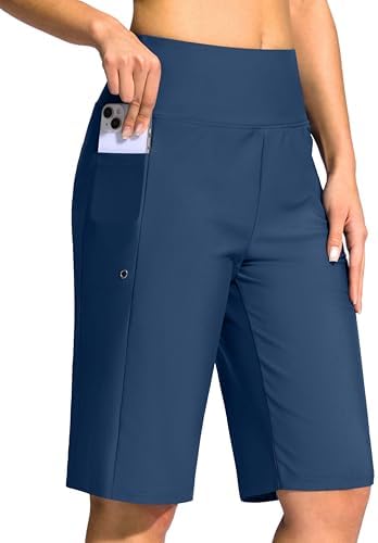 Women's 11" swim shorts with liner, dark blue
