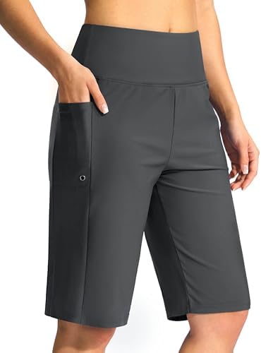 Women's 11" swim shorts with liner, dark grey