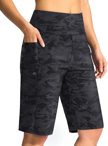 Women's 11" swim shorts with liner, grey camo