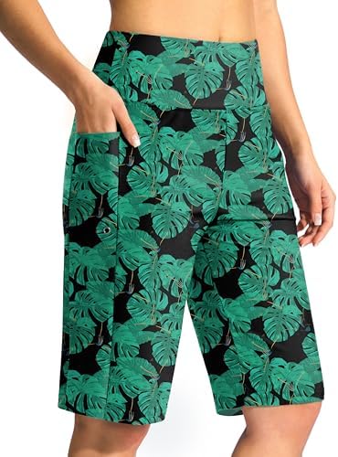 Women's 11" swim shorts with liner, leaf
