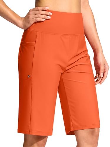 Women's 11" swim shorts with liner, orange