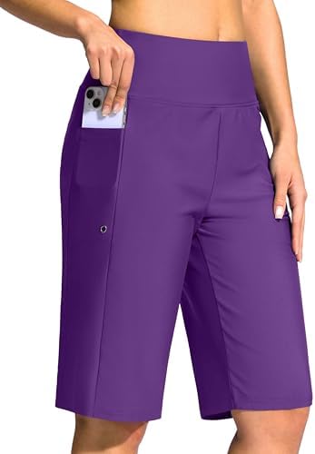 Women's 11" swim shorts with liner, purple