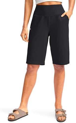 Women's 12" high-waist bermuda shorts, black