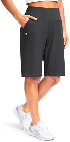 Women's 12" high-waist bermuda shorts, dark grey