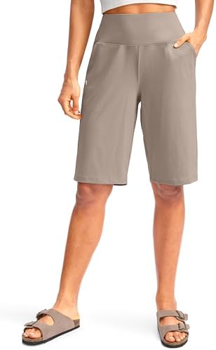 Women's 12" high-waist bermuda shorts, dark khaki