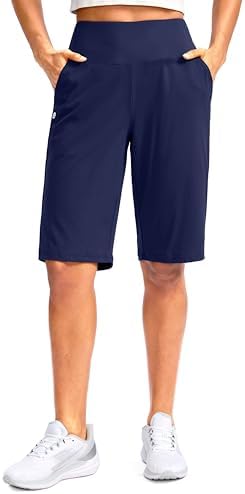Women's 12" high-waist bermuda shorts, navy
